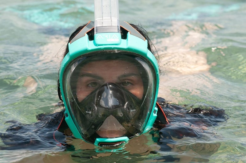 OCEANREEF OCEAN REEF - Aria QR+ Quick Release Full Face Snorkel Mask with Snorkel - 180 Degree Underwater View and Quick Release System (S/M  Teal). - Image 3